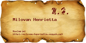 Milovan Henrietta névjegykártya